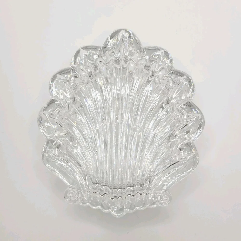 Crystal Shell Trinket Box With‎ Lid Clear Glass Seashell Jewelry Dish